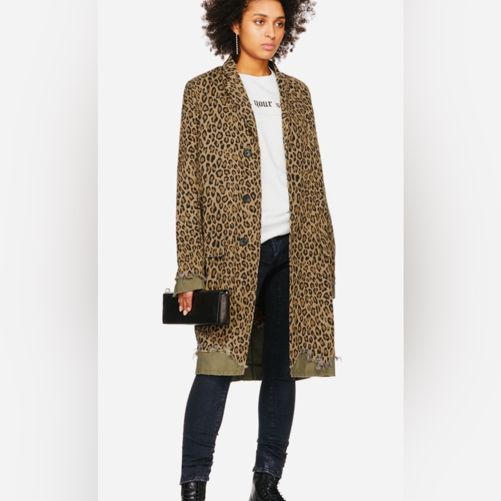 New without tags R13 cotton distressed leopard print coat. Size medium. - Picture 13 of 16